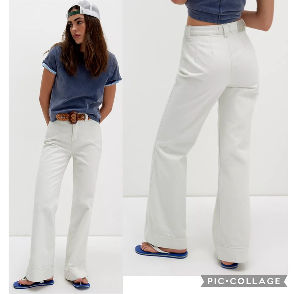 We the Free People 31S Cerine Relaxed Bootcut Cream Wide Leg Flare Jeans NEW!